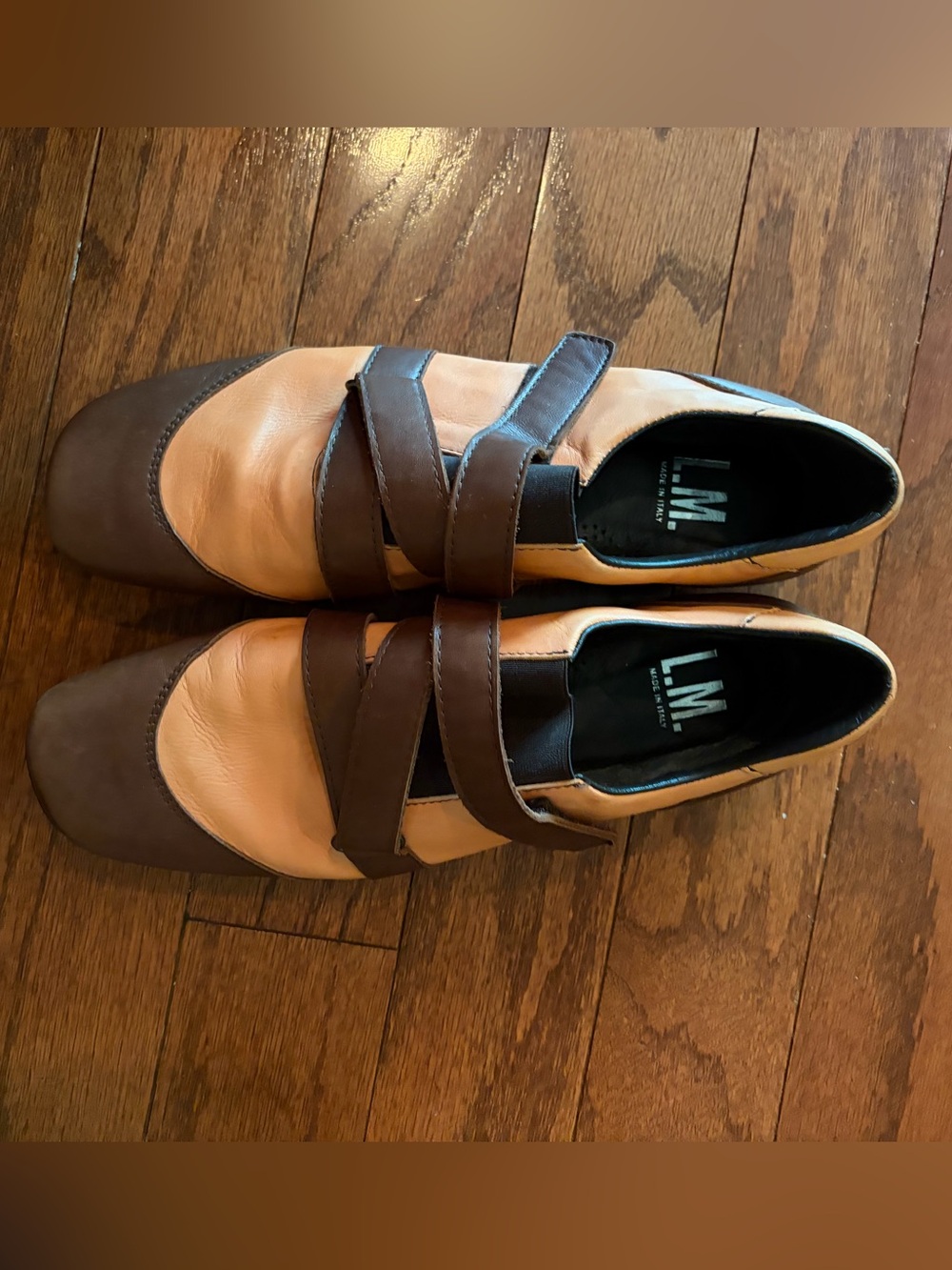 Two-Tone Brown & Tan Vintage Italian Leather Loafers